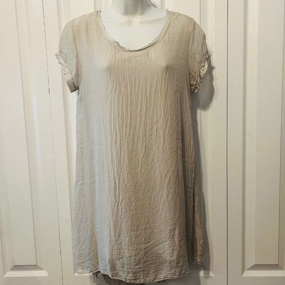 Nicole 100% Silk Crocheted Short Sleeve Distressed High/Low Lightweight Top-Sz M - Picture 1 of 15